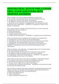 ARIZONA REAL ESTATE PRE-LICENSE FINAL EXAM QUESTIONS WITH VERIFIED ANSWERS