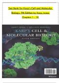 Test Bank for Karp&rsquo;s Cell and Molecular Biology&comma; 9th Edition by Karp&comma; Iwasa  Chapters 1 - 18 &emsp;