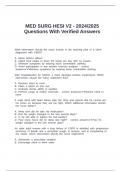 MED SURG HESI V2 - 2024/2025 Questions With Verified Answers
