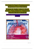 Test Bank for Egan's Fundamentals of Respiratory Care 13th Edition by James K&period; Stoller&comma; Albert J&period; Heuer&comma; David L&period; Vines&comma; Robert L&period; Chatburn & Eduardo Mireles-Cabodevila Complete Chapters 1-21&vert; A&plus; Graded Q&As With Rationales