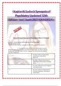 TEST BANK For Kaplan & Sadock&rsquo;s Synopsis of Psychiatry Twelfth&comma; North American Edition by Robert Boland &comma; Marcia Verduin 2023 graded  A&plus;