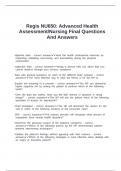 Regis NU650&colon; Advanced Health Assessment&sol;Nursing Final Questions And Answers
