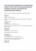 WGU C836&sol;D430 FUNDAMENTALS OF INFORMATION SECURITY EXAM&comma; PRACTICE EXAM QUESTIONS AND ANSWERS &vert; ACCURATE AND VERIFIED FOR GUARANTEED PASS &vert; GRADED A