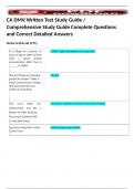 CA DMV Written Test Study Guide &sol; Comprehensive Study Guide Complete Questions and Correct Detailed Answers 