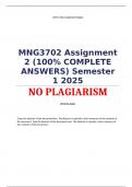 MNG3702 Assignment 2 &lpar;100&percnt; COMPLETE ANSWERS&rpar; Semester 1 2025