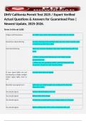 DMV California Permit Test 2025 &sol; Expert Verified Actual Questions & Answers for Guaranteed Pass &vert; Newest Update&comma; 2025-2026&period; 