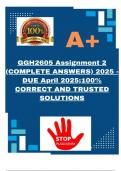 GGH2605 Assignment 2 &lpar;COMPLETE ANSWERS&rpar; 2025 - DUE April 2025&semi;100&percnt; CORRECT AND TRUSTED SOLUTIONS