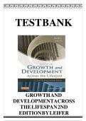 Test Bank For Growth and Development Across the Lifespan&comma; 3rd Edition By Gloria Leifer&semi; Eve Fleck&comma; Verified Chapters 1 - 16&comma; Complete Newest Version