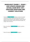 NAGELHOUT PHARM 1 - EXAM 1 2025 UPDATE&vert; BRAND NEW ACTUAL EXAM WITH 100&percnt; CERTIFIED QUESTIONS AND CORRECT SOLUTIONS