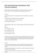 Fair Housing Exam Questions And  Correct Answers&period;