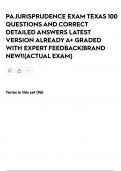 PA JURISPRUDENCE EXAM TEXAS 100 QUESTIONS AND CORRECT DETAILED ANSWERS LATEST VERSION ALREADY A&plus; GRADED WITH EXPERT FEEDBACK&vert;BRAND NEW&excl;&excl;&lbrace;ACTUAL EXAM&rcub;