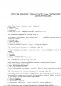 CERTIFIED RADIOLOGY ADMINISTRATOR EXAM PRACTICE TEST QUESTIONS AND CORRECT ANSWERS