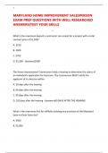 MARYLAND HOME IMPROVEMENT SALESPERSON EXAM PREP QUESTIONS WITH WELL RESEARCHED ANSWERS&vert;TEST YOUR SKILLS