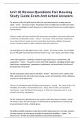 Unit 18 Review Questions Fair Housing Study Guide Exam And Actual Answers&period;