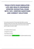 TEXAS STATE EXAM SIMULATOR - LIFE AND HEALTH INSURANCE UPDATED 2025&vert;ACTUAL EXAM WITH 100&percnt; VERIFIED QUESTIONS AND CORRECT SOLUTIONS