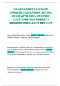 PA APPRAISERS LICENSE UPDATED 2025&vert;LATEST ACTUAL EXAM WITH 100&percnt; VERIFIED QUESTIONS AND CORRECT ANSWERS&vert;EXCELLENT RESULTS