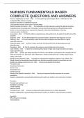 NUR1025 FUNDAMENTALS BASED COMPLETE QUESTIONS AND ANSWERS