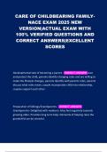 CARE OF CHILDBEARING FAMILYNACE EXAM 2025 NEW VERSION&vert;ACTUAL EXAM WITH 100&percnt; VERIFIED QUESTIONS AND CORRECT ANSWERS&vert;EXCELLENT SCORES