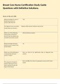 Breast Care Nurse Certification Study Guide Questions with Definitive Solutions&period;