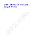 CWEL & CANS exam Questions With Complete Solutions
