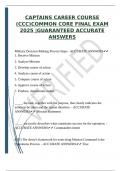 CAPTAINS CAREER COURSE &lpar;CCC&rpar;COMMON CORE FINAL EXAM 2025 &vert;GUARANTEED ACCURATE ANSWERS