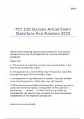 PSY 108 Quizzes Actual Exam Questions And Answers 2025