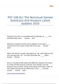 PSY 108 6c&rpar; The Nonvisual Senses Questions And Answers Latest Updates 2025