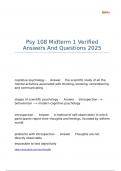 Psy 108 Midterm 1 Verified Answers And Questions 2025