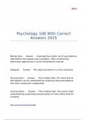 Psychology 108 With Correct Answers 2025