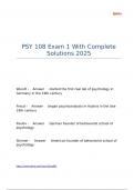PSY 108 Exam 1 With Complete Solutions 2025