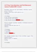 ACT Prep  Exam Questions And Well Elaborated  Answers Verified 100&percnt; Correct