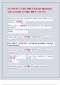 ACUPUNCTURE NBCE EXAM Questions  And Answers Verified 100&percnt; Correct