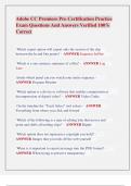 Adobe CC Premiere Pro Certification Practice  Exam Questions And Answers Verified 100&percnt;  Correct