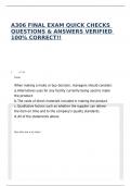 A306 FINAL EXAM QUICK CHECKS QUESTIONS & ANSWERS VERIFIED 100&percnt; CORRECT&excl;&excl;