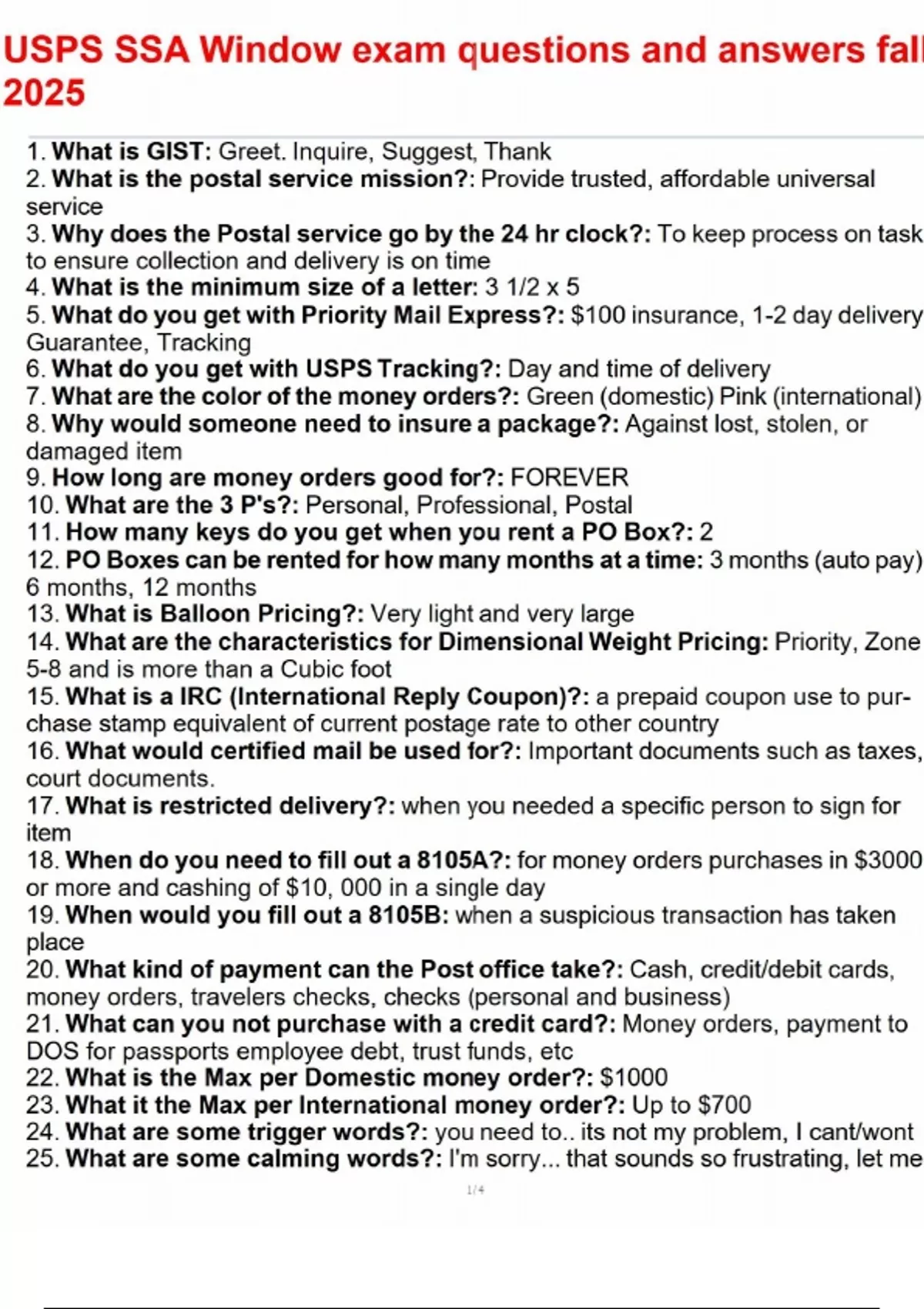 Usps Window USPS SSA Window exam questions and answers fall 2025.pdf - Window clerk ...
