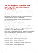 RAC DRUGS Exam Questions And Answers 100&percnt; Solved Correct &lpar;A&plus; Solution Guide&rpar;