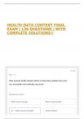 HEALTH DATA CONTENT FINAL EXAM &vert; 136 QUESTIONS &vert; WITH COMPLETE SOLUTIONS&excl;&excl;