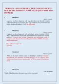NRNP 6531 &ndash;ADVANCED PRACTICE CARE OF ADULTS   ACROSS THE LIFESPAN  FINAL EXAM QUESTIONS AND  ANSWERS