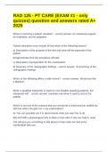RAD 125 - PT CARE &lpar;EXAM &num;1 - only quizzes&rpar; question and answers rated A&plus; 2025