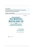 Test Bank- Polit & Beck's Nursing Research Generating and Assessing Evidence for Nursing Practice 12Th Edition &lpar; CHERYL TATANO BECK&comma; 2025&rpar;  Chapter 1-33 Latest Edition