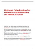Nightingale Pathophysiology Test Guide With Complete Questions and Answers 2025&sol;2026