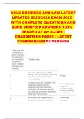 CSLB BUSINESS AND LAW LATEST UPDATED 2025&sol;2026 EXAM 2025 &vert; WITH COMPLETE QUESTIONS AND SURE VERIFIED ANSWERS 100&percnt; &vert; GRADED AT A&plus; SCORE &vert; GUARANTEED PASS&excl;&excl; &vert; LATEST COMPREHENSIVE VERSION