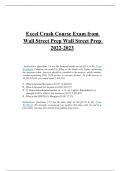 Excel Crash Course Exam from Wall Street Prep - Wall Street Prep Questions And Answers Updated 