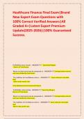 Healthcare Finance Final Exam&vert;Brand New Expert Exam Questions with 100&percnt; Correct Verified Answers&vert;All Graded A&plus;&vert;Latest Expert Premium Update&lpar;2025-2026&rpar;&vert;100&percnt; Guaranteed Success&period;
