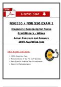 NSG 550 Exam 1 &vert; Diagnostic Reasoning &vert; &lpar;2025&sol;2026&rpar; Wilkes University &lpar;PDF&rpar;