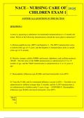  NACE - NURSING CARE OF CHILDREN EXAM 1 QUESTIONS AND ANSWERS 2025