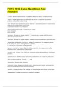 PHYS 1010 Exam Questions And Answers