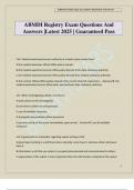ABMDI Registry Exam Questions And Answers &vert;Latest 2025 &vert; Guaranteed Pass