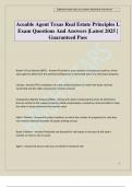 Aceable Agent Texas Real Estate Principles I&period; Exam Questions And Answers &vert;Latest 2025 &vert; Guaranteed Pass
