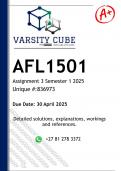 AFL1501 Assignment 3 &lpar;DETAILED ANSWERS&rpar; 2025 - DISTINCTION GUARANTEED